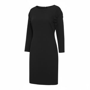 COS Black Ruched Shoulder 3/4 Sleeve Sheath Dress 2